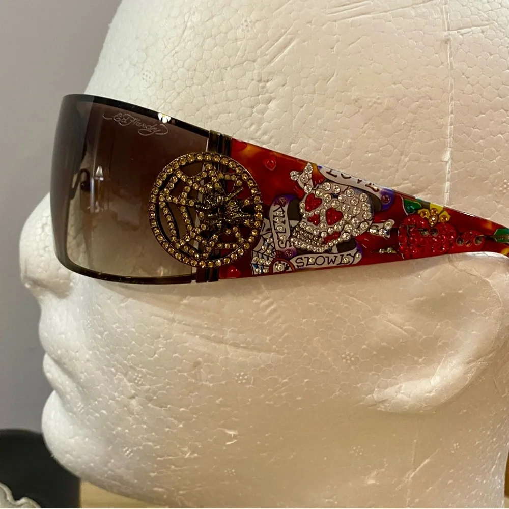 Ed Hardy EHS 039 Love Kills Slowly 3‎ Sunglasses Tortoise Sz 78-16-112 Skull
